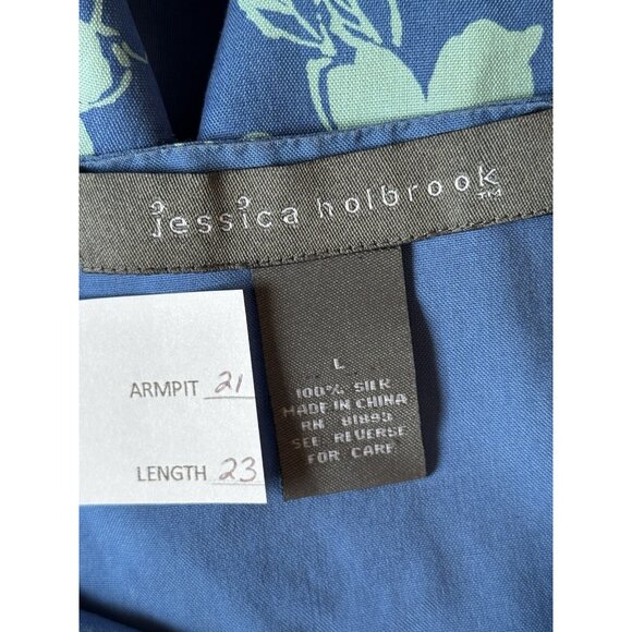 Jessica Holbrook Womens Silk Tropical Floral Sleeveless Top SZ Large Vacation - Picture 2 of 9